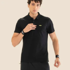 Men Structured Polo Black