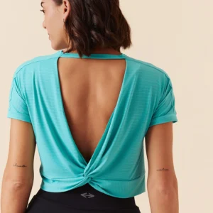 Workout Backless Crop Top – Turquoise